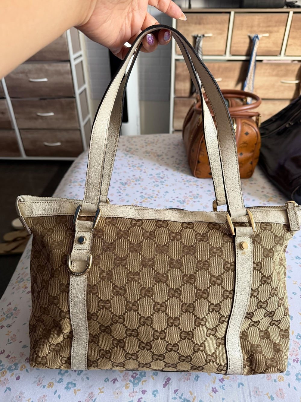Gucci Beige Monogram Canvas Tote Bag